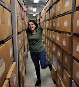 Archivist Cara Bertram in one of the vaults at the Archives Research Center.