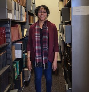 Archivist Jessica Ballard-Lawrence at the Archives Research Center.